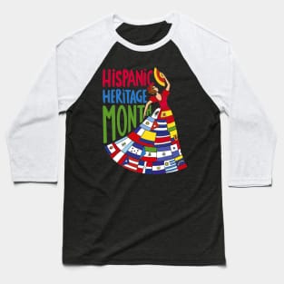 National Hispanic Heritage Month Celebration Flags Men Women Baseball T-Shirt